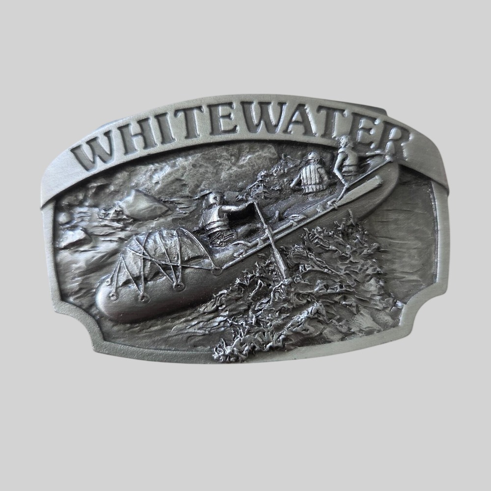 Vintage 1984 Siskiyou Whitewater Rafting Belt Buckle D-30 Pewter Williams Oregon
